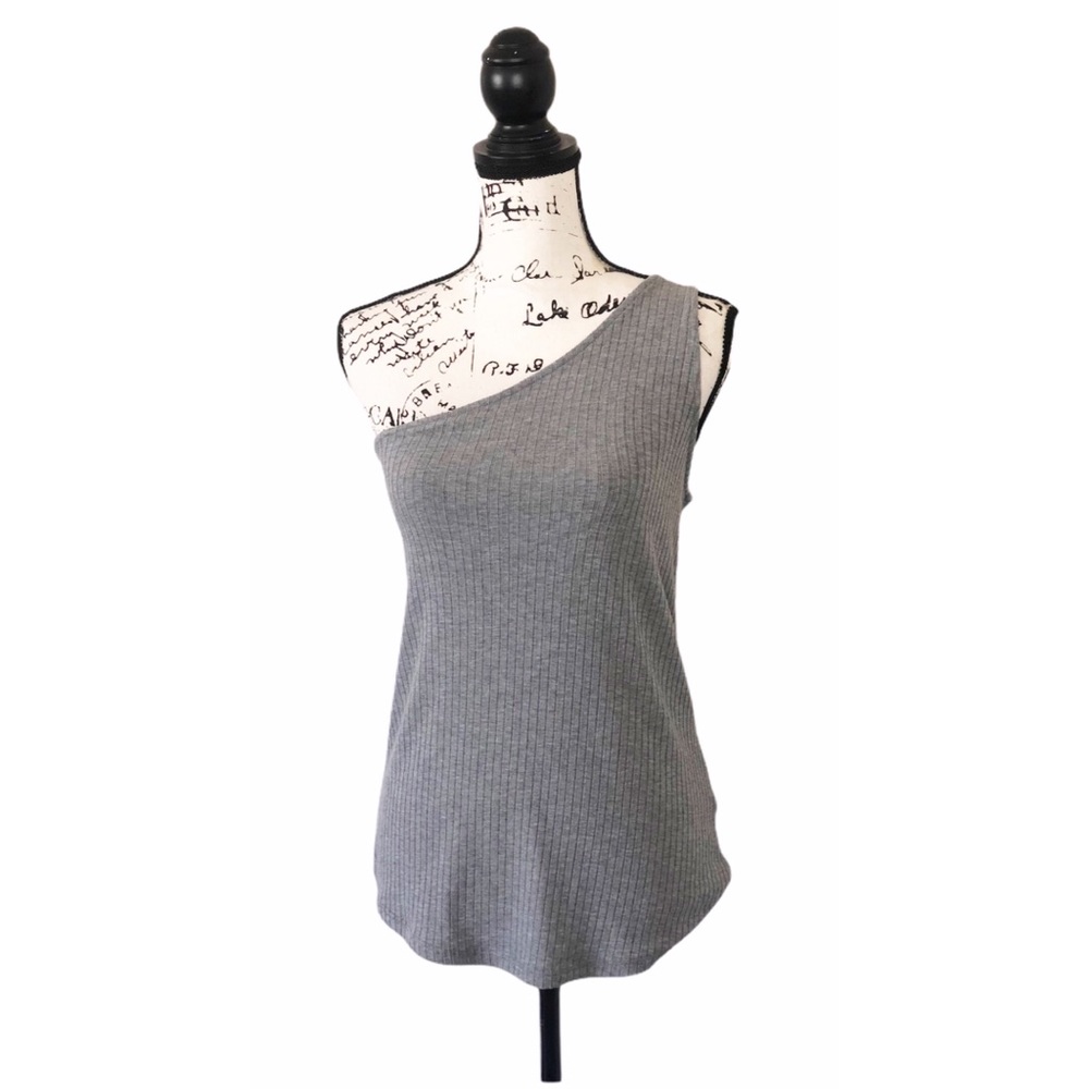 H&M Gray Ribbed One Shoulder Tank Size Medium
